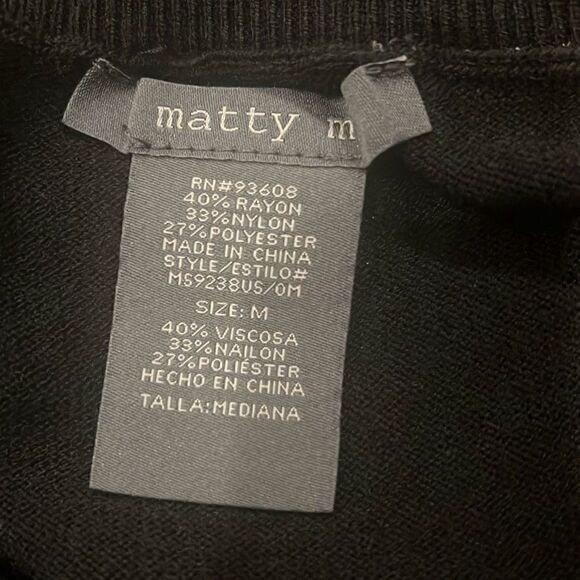 Matty M Women's V Neck Sweater with Side Slits Medium - Picture 5 of 5